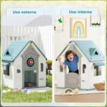 Casetta per Bambini 5 in 1 in PP Multicolore con Palla da Basket, Anelli e Freccette, 132x118x124 cm - immagine 7