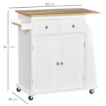 Carrello da Cucina Portaspezie a 3 Livelli e 4 Ruote in MDF e Truciolato, 89x45x89cm, Bianco - immagine 3