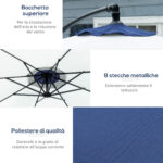 Ombrellone da Giardino a Braccio 3x2 m con Manovella, Metallo e Poliestere, Blu Scuro e Crema - immagine 5