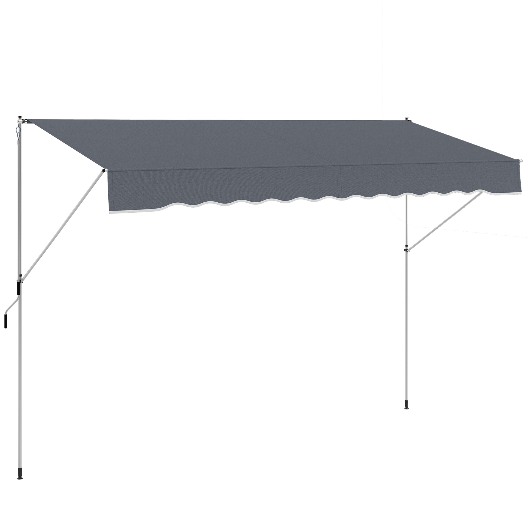 tkV6af198a1cf4bc5.jpg Tenda da Sole a Bracci Avvolgibile con Manovella e Struttura Telescopica, 4x1,2m, Grigio - immagine 1