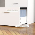 Scrivania Ufficio con 2 Tavoli, 4 Ripiani, 3 Cassetti e Supporto per Monitor, in Legno, 138,5x90x92 cm, Bianco - immagine 8