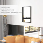 Specchio da Parete Rettangolare con Ganci, in Vetro e MDF, 60x80 cm, Nero - immagine 4