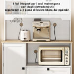 Credenza Cucina con 3 Armadietti, 2 Cassetti, Ripiani Regolabili e Portaspezie, 1x40x62 cm, Bianco - immagine 6