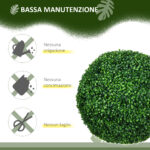 Set di 2 Piante Finte Sfera di Bosso Ø50cm, Decorazione per Interno ed Esterno, Verde - immagine 6