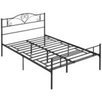 Struttura Letto Una Piazza e Mezza in Acciaio con Doghe Integrate, Testiera e Pediera, 140x2cm