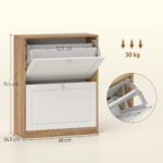 Scarpiera Slim con 3 Ripiani Regolabili a 2 Livelli per 12 Paia, in Truciolato e MDF, 60x24,5x75,5 cm - immagine 3