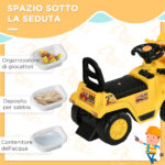 Escavatore per Bambini 2-4 Anni con Pinza, Pulsante per Suoni e Spazio Portaoggetti, 83x27x39 cm, Giallo e Nero - immagine 5