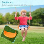 Altalena per Bambini 3-8 Anni da Giardino in Acciaio e PE con Seggiolino e Picchetti, 163x145x181 cm - immagine 5