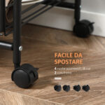 Carrello da Cucina con 2 Cesti estraibili in Metallo, 2 ripiani in Legno Truciolato e Ganci laterali, 40x38x111cm - immagine 5