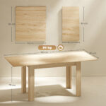 Tavolo Allungabile da Pranzo per 6-8 Persone, 140-180 x 80 cm, Colore Legno - immagine 3