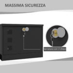 Cassetta Postale in Metallo con 2 Chiavi di Sicurezza, 3 Finestre e Foro di Drenaggio, 36,5x11,5x29 cm, Nera - immagine 4