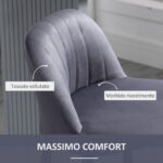 Set 2 Sgabelli Alti da cucina Moderno con Schienale e Poggiapiedi, Girevoli con Altezza Regolabile, imbottitura velluto, Grigio | Aosom Italy - immagine 7