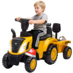 Camion Giocattolo per Bambini 12-36 Mesi con Pala e Rimorchio, in PP e Metallo, 91x29x44 cm, Giallo