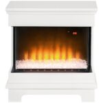 Caminetto Elettrico a 10 Colori con Spegnimento Automatico e Timer da 12h, 61x28x66,5 cm, Bianco