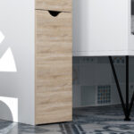 Mobile Colonna Bagno Salvaspazio con Armadietto, Ripiani e Cassetti, 15x33x136 cm, Colore Legno - immagine 9