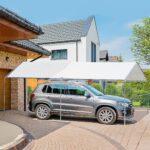 Tendone per Auto in Acciaio Zincato con Kit di Ancoraggio, 5,95x2,94x2,6m - Bianco - immagine 2