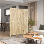 Paravento da Interno Pieghevole a 3 Ante a Spina di Pesce in Legno, 120x1,6x170 cm - immagine 7