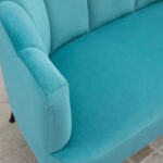 Divano 2 Posti in Velluto con Gambe in Metallo e Schienale a Conchiglia, 132x66x80cm, Verde - immagine 8