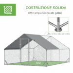 Pollaio da Giardino con Telaio Zincato, Copertura Impermeabile e Rete Esagonale, 3x4x2 m, Argento - immagine 6