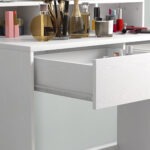 Tavolo da Trucco con Specchio e 10 Luci LED Regolabili, 2 Cassetti e 3 Scomparti, 80x40x135 cm, Bianco - immagine 9