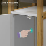 Mobile Bagno Salvaspazio con Porta Carta Igienica, Armadietto e Ripiano in Bambù, 20x33x80cm, Bianco - immagine 5