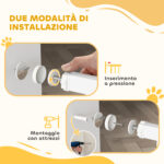Cancellino per Cani Regolabile con Estensioni e Porta per Gatti, 76-104x106cm, Bianco - immagine 6