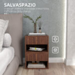 Set 2 Comodini Sospesi con Cassetto e Ripiano Inferiore Aperto, in Legno, 40x34x29 cm, Marrone - immagine 6