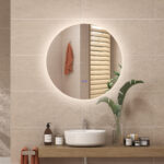 Specchio Bagno con Luci LED Regolabili, Interruttori Touch e Design Antiappannamento, Ø80 cm - immagine 9
