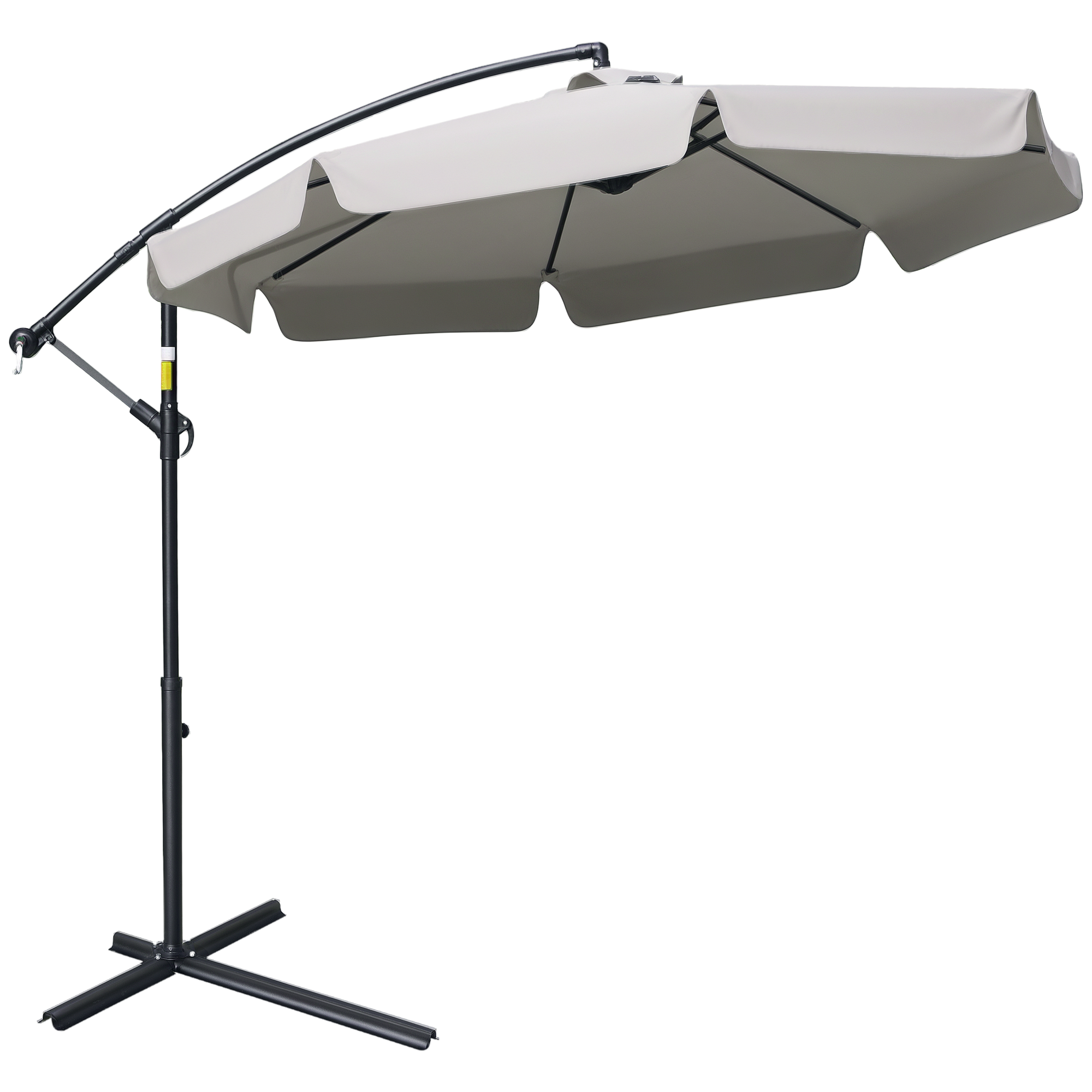 vQMef11971fe65381.png Ombrellone da Giardino a Braccio con Apertura a Manovella in Metallo e Poliestere, Ø2,7x2,7 m, Grigio - immagine 1