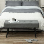 Panca Fondo Letto a Trapunta in Tessuto Effetto Velluto a Coste e Acciaio, 1x36x45 cm, Grigio - immagine 7