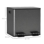Bidone Immondizia a 2 Sezioni da 15L con Chiusura Silenziosa, in Acciaio Inox e PP, 41,7x36,6x43,2 cm, Nero - immagine 3