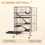 Gabbia per Conigli con 4 Ingressi a Livelli Multipli con Amaca, in Acciaio e PP, 80x52x159 cm - immagine 7