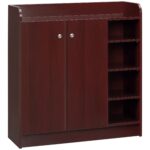 Armadio Scarpiera Moderno e Salvaspazio in Legno per 12 Paia con 4 Ripiani Aperti, 83x30x90 cm, color Caffè
