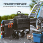 Carrello da Giardino 160L Pieghevole con Manico Regolabile, Capacità 1 kg, 95x55x102 cm, Nero - immagine 5