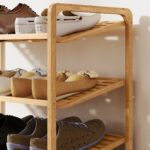 Scaffale Scarpiera a 3 Livelli per 12 Scarpe con Ripiani a Doghe in Bambù, 76x33x50,8 cm, Colore Legno - immagine 9