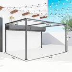 Pergola Gazebo da Esterno 4x3 m con Tettuccio Retrattile in Metallo e Poliestere, Grigio Scuro - immagine 3