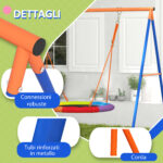 Altalena da Giardino a Nido per 1-2 Bambini in Metallo Rinforzato, 196x172x180cm, Multicolore - immagine 7