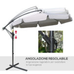 Ombrellone da Giardino a Braccio con Apertura a Manovella in Metallo e Poliestere, Ø2,7x2,7 m, Grigio - immagine 5