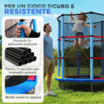 Tappeto Elastico per Bambini 3-6 Anni con Rete di Protezione, 6 Colonne e 3 Ingressi, Ø140x190 cm, Multicolore - immagine 4