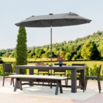Ombrellone doppio con Base a crocee Luci Solari, 295x150x219cm, Grigio - immagine 8