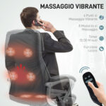 Sedia da Ufficio Massaggiante a 6 Punti e Inclinabile, in pelle PU e Acciaio, 66x72x113-121 cm, Grigio Carbone - immagine 4
