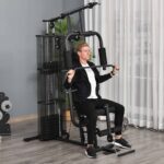 Stazione Fitness Palestra Multifunzione per Allenamento a Casa e Professionale, Acciaio 150x110x210cm Nero - immagine 2