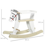 Cavallo a Dondolo Classico in Legno per Bambini 1-3 Anni con Bordo, Maniglie e Poggiapiedi, 68x26,5x48cm, Bianco - immagine 3