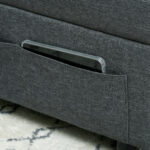 Poltrona Letto Singolo 3 in 1 Reclinabile a 3 Livelli con Cuscino, in Tessuto Effetto Lino, 65,5x104x81 cm, Grigio - immagine 9