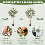 Pianta Artificiale di Olivo Alta 150 cm, Albero Finto con 720 Foglie e 32 Olive, Vaso Incluso - immagine 6