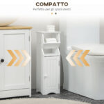 Mobiletto da Bagno in MDF Bianco con Armadietto e Spazio per Carta Igienica, 19x15x56 cm - immagine 6