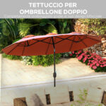 Ombrellone da Giardino Doppio Inclinabile con Apertura a Manovella, 295x152x222cm, Rosso - immagine 5