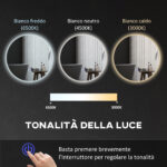 Specchio Bagno con Luci LED Regolabili, Interruttori Touch e Design Antiappannamento, Ø80 cm - immagine 6
