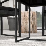 Set da Giardino 3 Pezzi con 2 Sedie con Cuscini e Tavolino con Piano in Vetro, Effetto Rattan Nero - immagine 8