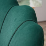 Poltrona Vintage di Design in Velluto Verde Poltroncina da Camera - immagine 8